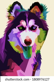cute husky dog on pop art style.vector illustration.