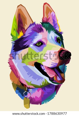 cute husky dog on pop art style.vector illustration.