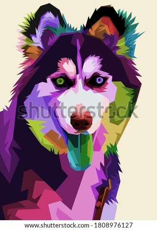 cute husky dog on pop art style.vector illustration.