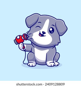 Cute Husky Dog Playing Hair Dryer Cartoon Vector Icon
Illustration. Animal Technology Icon Concept Isolated
Premium Vector. Flat Cartoon Style