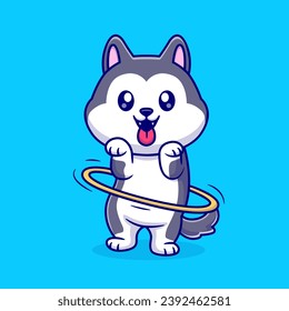 Perro lindo Husky Jugando Hula Hoop Icono vector de dibujos animados
Ilustración. Concepto de icono del deporte animal Premium aislado
Vector. Estilo de dibujo plano