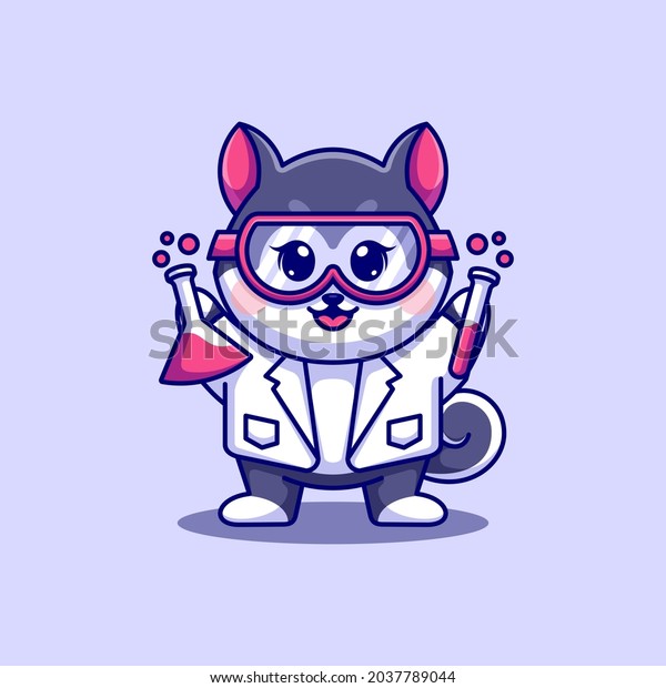 Cute Husky Dog Scientist Cartoon Stock Vector (Royalty Free) 2037789044 ...
