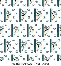 Lindo perro husky sin patrón con patas.