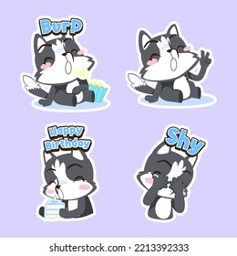 cute husky dog vector sticker set