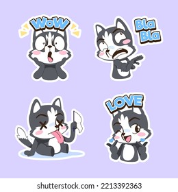 cute husky dog vector sticker set