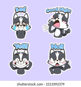 cute husky dog vector sticker set