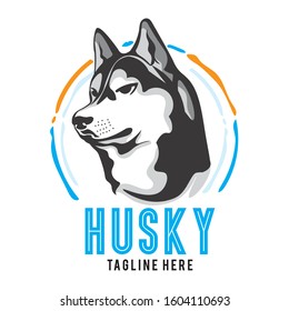 Cute Husky face in powerful angle, good for husky club lover logo