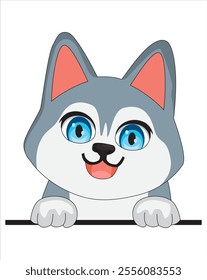 Cute Husky Face Vector Puppy Dog Illustration Logotype