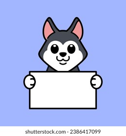 Cute Husky Holding a Blank Sign