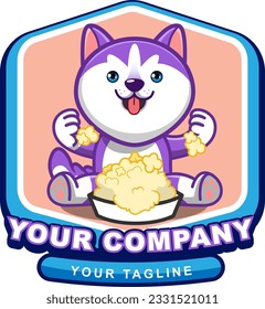 
cute husky mascot logo template