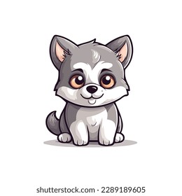 Cute Husky With Orange Eye Vector Art