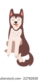 Cute husky puppy flat icon Playful pet. Vector illustration