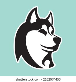 Cute husky as sticker for web design. Portrait of a beautiful husky for your logo, icons or signs. Lovely puppy as sticker for design applications, clothes, websites or social network communication. 