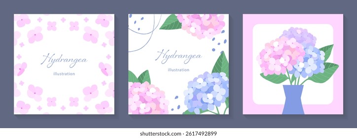 Cute hydrangea banner template set