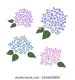 Cute Hydrangea Flower Illustration in Pastel Colors