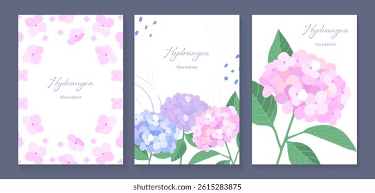 Cute hydrangea poster template set