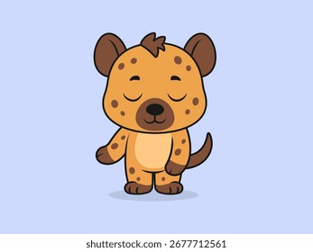 Cute Hyena Bowing Pose - ilustração de um personagem de hiena em vetor plano.