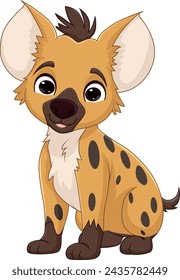 Cute hyena cartoon on white background