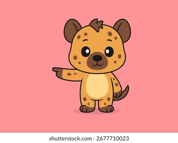 Pose de Apontamento de Hiena Bonito - Ilustração Vetorial Plana de um Personagem de Hiena.