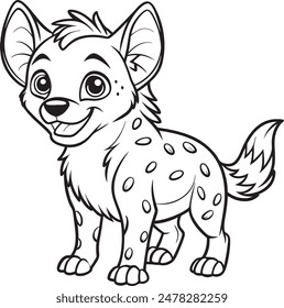 Cute Hyenas Doodle Coloring Page Character