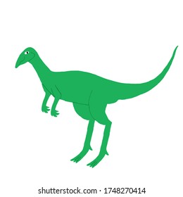 Cute Hypsilophodon isolated on white background. Green Herbivorous dinosaur. Extinct reptile. Jurassic creature. Flat style drawing. Funny design for print, shirt. Fun stock vector illustration.