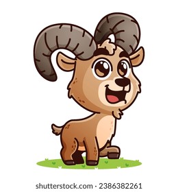 cute ibex cartoon, animal alphabet cute cartoon