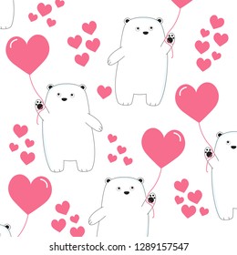 Cute ice bear with heart balloon