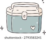 Cute Ice Cooler Box Hand Drawn Vector Clipart: Summer Beach Element, Tropical Doodle Illustration, Kawaii Pastel Holiday Icon Asset for Scrapbooking Card Design