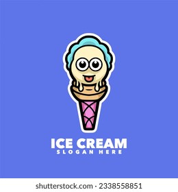 Cute ice cream baby mascot logo