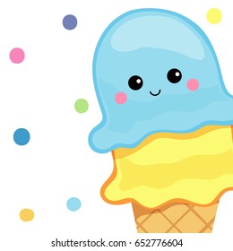 Cute ice cream background design. Vector illustration