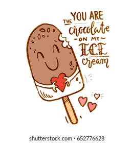 Cute ice cream background design. Vector illustration