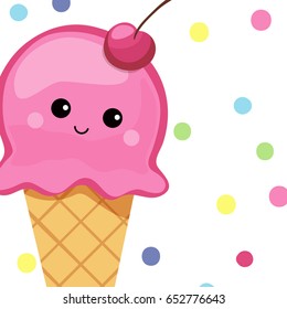 Cute ice cream background design. Vector illustration