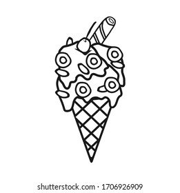 Cute Ice Cream Black White Vector Stock Vector (Royalty Free) 1706926909