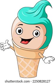 Cute ice cream cartoon character