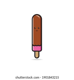 Cute ice cream cartoon mascot character. Vector Illustration