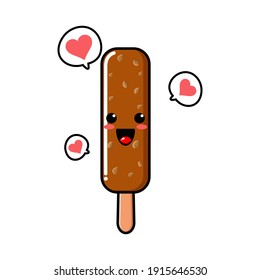 cute ice cream cartoon mascot character funny expression fall in love 