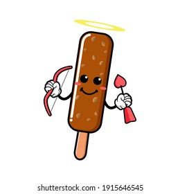 cute ice cream cartoon mascot character funny expression holding love arrow
