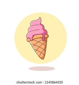 Cute ice cream cartoon vector illustration
