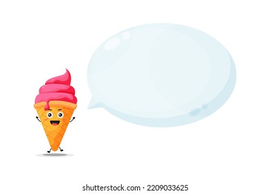 Cute ice cream character with bubble speech