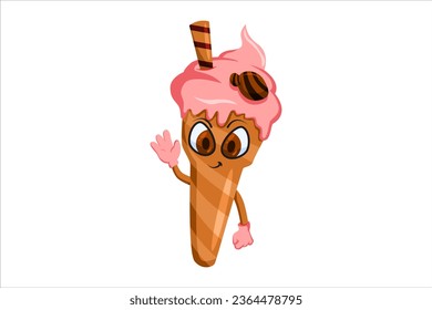 Cute Ice Cream Character Design Illustration