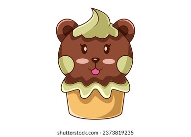 Cute Ice Cream Character Design Illustration