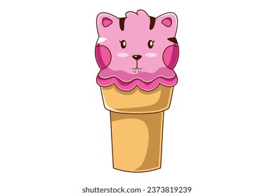 Cute Ice Cream Character Design Illustration