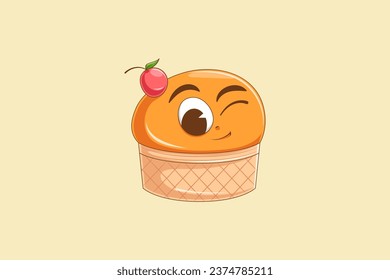 Ice Cute Cream Caracteres Diseño Ilustración