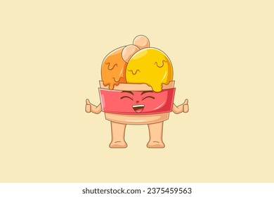 Cute Ice Cream Character Design Illustration