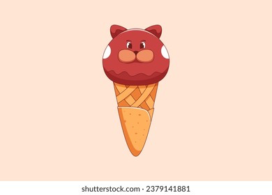 Cute Ice Cream Character Design Illustration