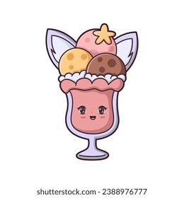 Cute Ice Cream Character Design Illustration