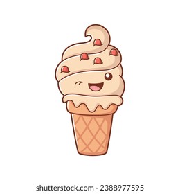 Cute Ice Cream Character Design Illustration