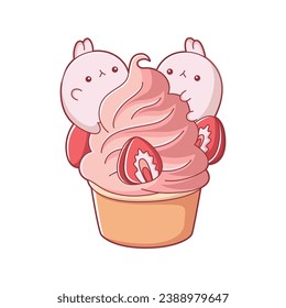 Cute Ice Cream Character Design Illustration