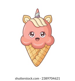 Cute Ice Cream Character Design Illustration
