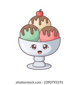 Cute Ice Cream Character Design Illustration